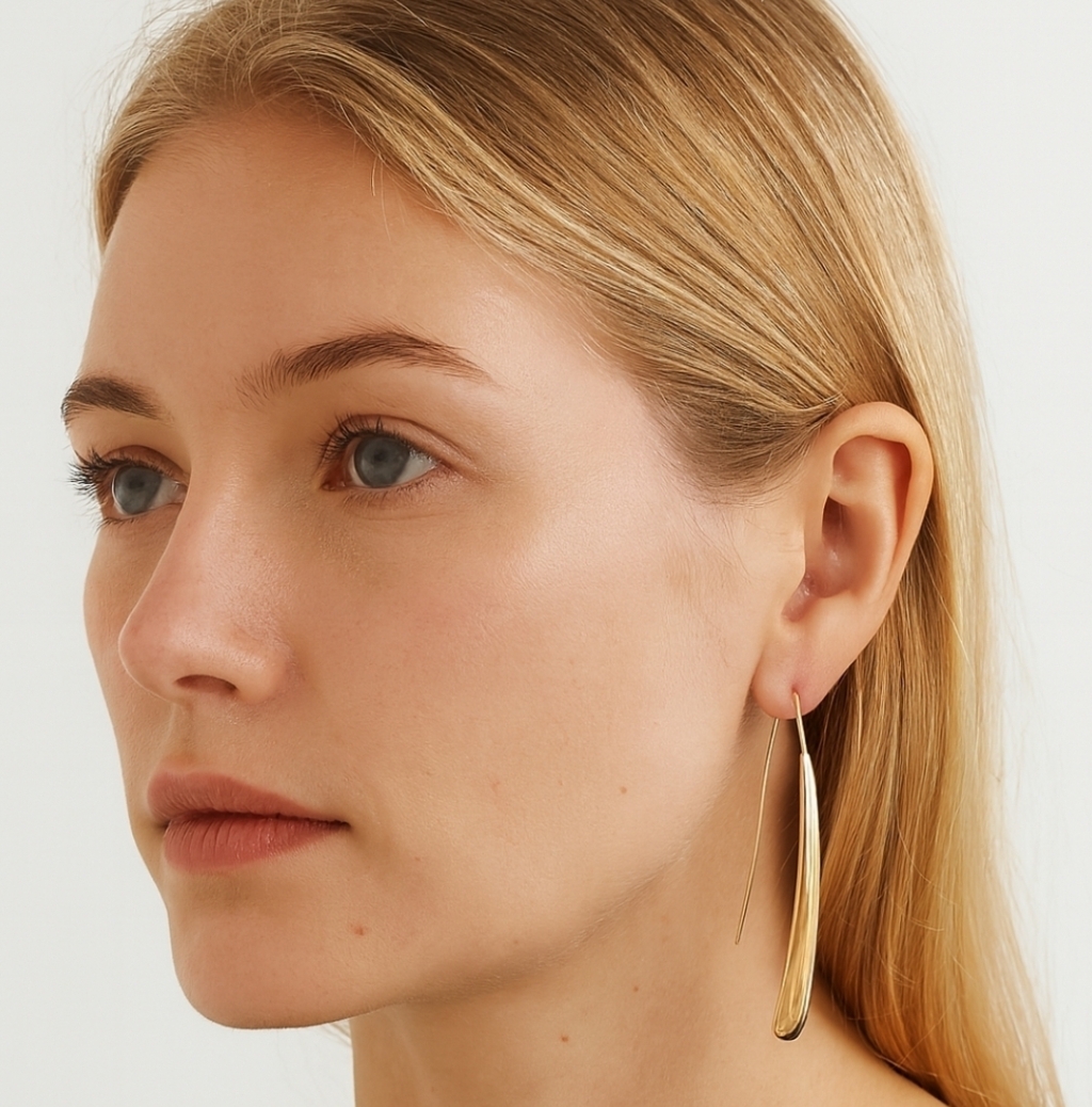Nordstrom Sculptural Threader Earrings In Gold Tone New